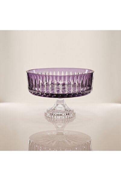 AKDEN STORE Crystal Cut Decor Sandra Presentation Bowl - Glass Bowl 25cm
