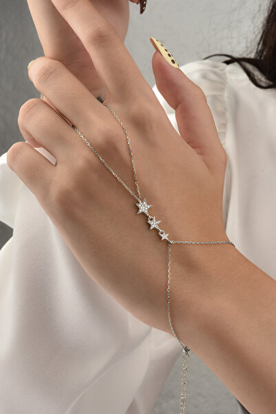 jelux silver Gümüş 925 Ayar Sıralı Yıldız Zirkon Taşlı Şahmeran