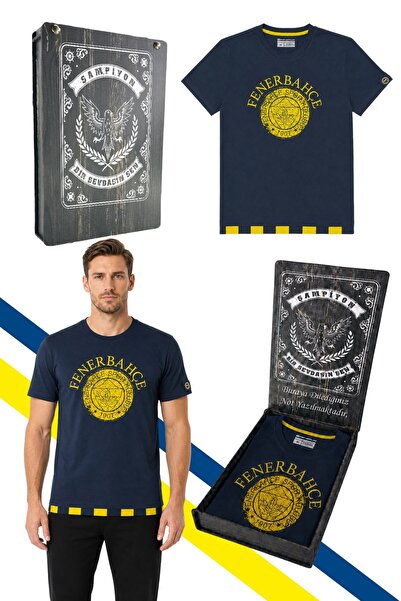 Fenerbahçe Men's Tribune Single Color Logo T-Shirt with Laser Box Gift
