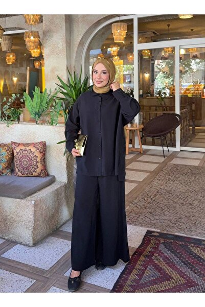 Trend Paris طقم قميصين مريح وفضفاض باللون الأسود