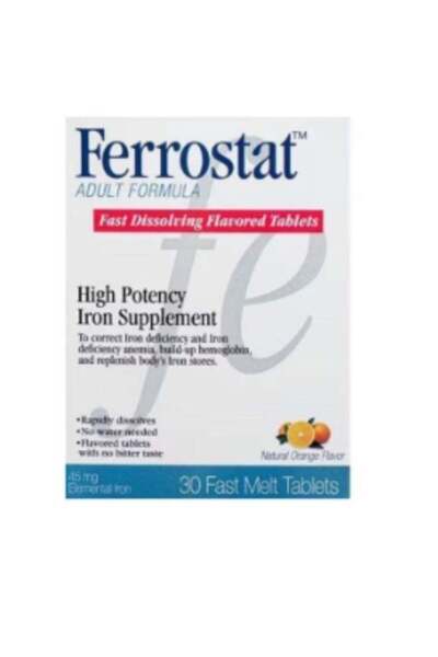 FERROSSA Ferrostat Adult Formula High Iron Supplement, 45mg Elemental Iron, F...