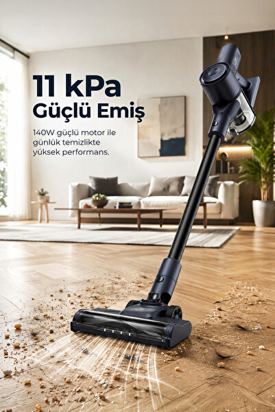 PiranTech ES-98 Kablosuz Dikey Süpürge 11 kPa Güçlü Emiş HEPA Filtreli Şarjlı Süpürge