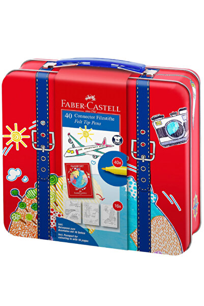 Faber Castell Маркери Faber-Castell Connector с влакнест връх в куфар, 40 бро...