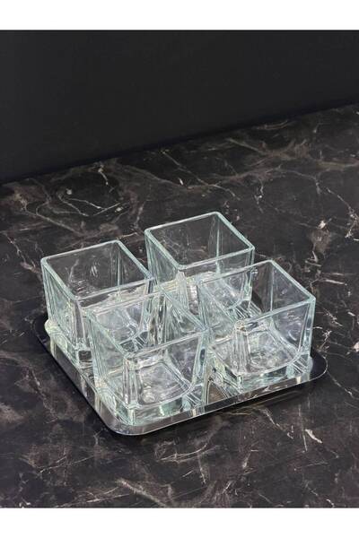 isra kristal 5-Piece Silver Avenza Glass Bowl Set – Crystal Patterned Ice Cre...