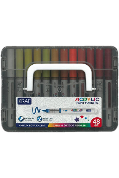 KRAF 666 Acrylic Marker Round Tip Paint Pen Set of 48
