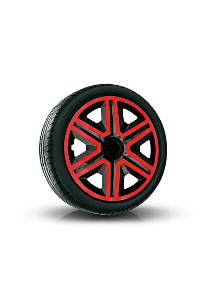NO BRAND 4x Capace de roată universale Action Bicolor Roșu - Negru 14 inch auto