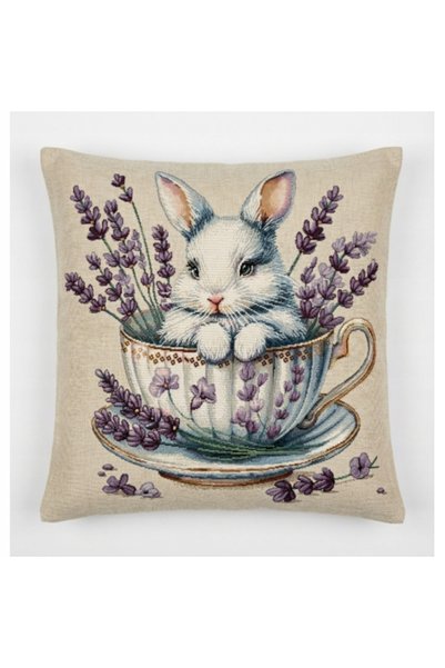 NO BRAND Husă goblen dublă față Iepure într-o cană 45x45 cm
