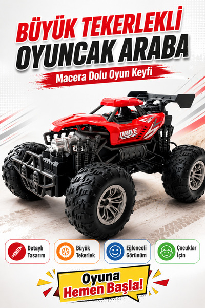 ALL FAST Şarjlı Uzaktan Kumandalı Büyük Tekerlekli Duman Atan Off Road Oyunca...