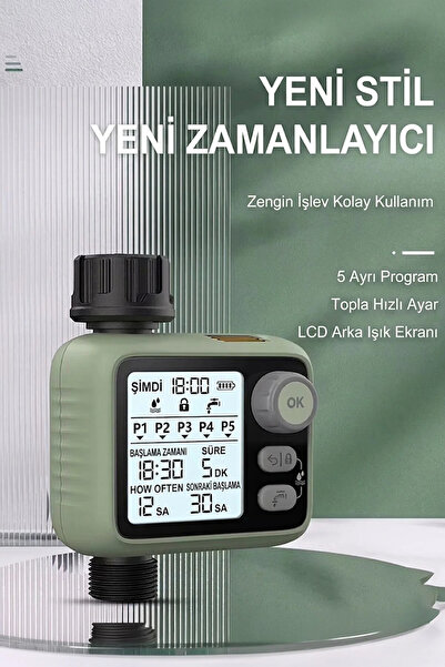 water Otomatik Bahçe Sulama Zamanlayıcısı - 5 Programlı Lcd Ekranlı Akıllı Su...