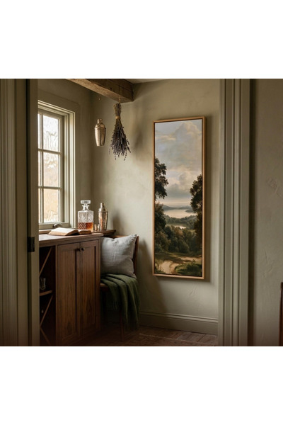 woodhomeworks Tek Parça Gerçek Ahşap dikey Panorama Çerçeveli Tablo