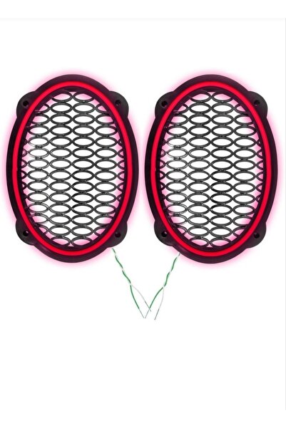 Kırmızı Renk Led Işıklı Midrange Oval Hoparlör Kapağı 1 Çift Kapak