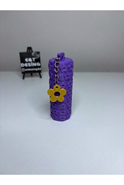 3D Baskı Çiçek Desenli Çok Amaçlı Saklama Kutusu – Anahtarlıklı Mini Silindir Düzenleyici (22x80 mm)