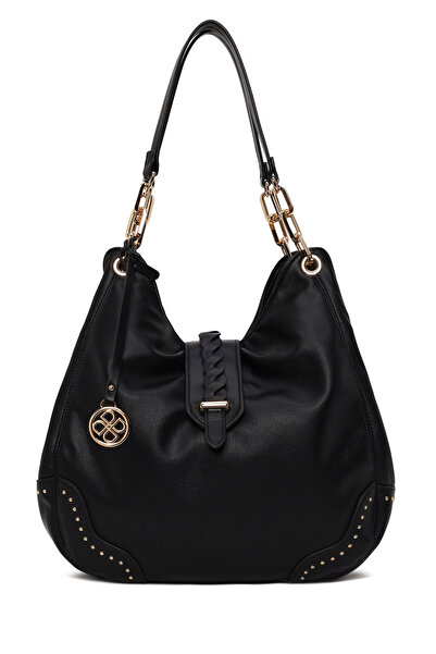 Derimod Women's Black Knitted Detailed Shoulder Bag 26Sbd254118