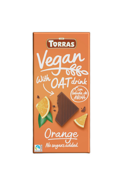 TORRAS Ciocolata vegana lapte_ovaz portocala fara zahar fara gluten 100g