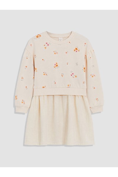 LC Waikiki Rmz Gi̇yi̇m Farkiyla Zero Roba Collar Floral Girl's Dress