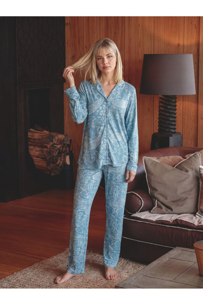 Olivera Patterned Button Detailed Women's Pajama Set