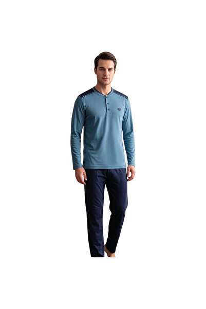 Over Sleep by Poleren Over Sleep 2413 Men's Winter Single Jersey Pajama Set