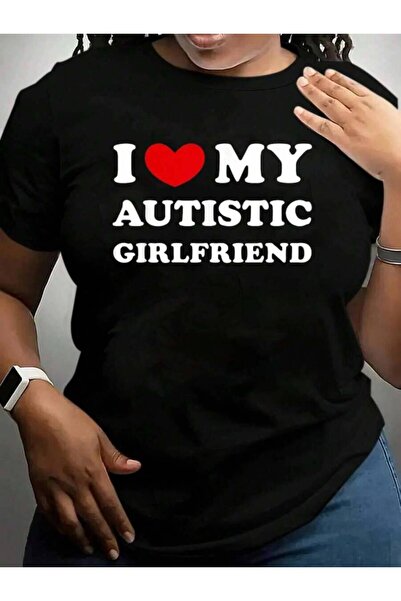 21JNRY تي شيرت أسود مطبوع عليه Love Girlfriend، I Heart My Autistic Gf Cruise...