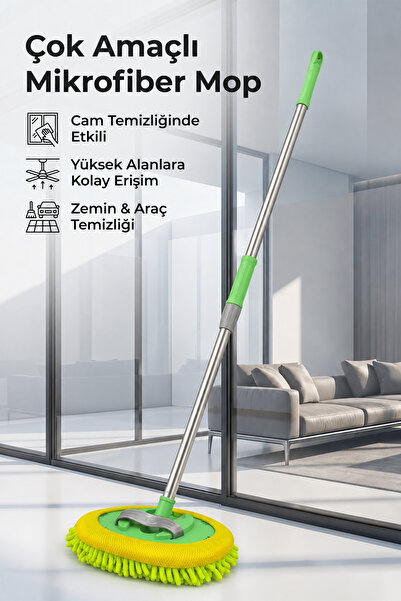 MUJGAN Çok Amaçlı Teleskopik Saplı Çıkarılabilir Yıkanabilir Pedli Mikrofiber...