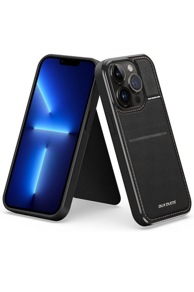 Dux Ducis Husă din piele pentru iPhone 13 Pro 6.1 ", Suport, Sloturi pentru c...