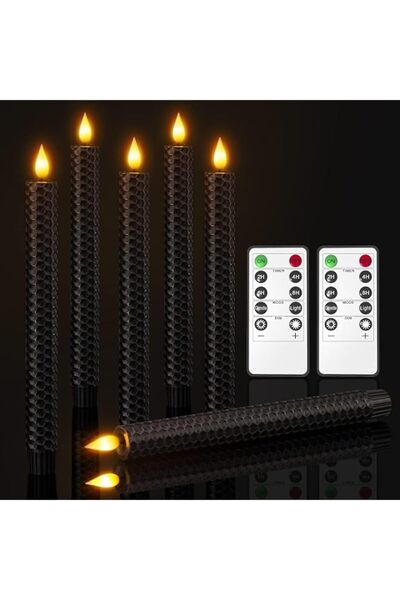Generic Brand SoulBay Black Flameless Taper Candles, 9.7" Battery Operated Re...
