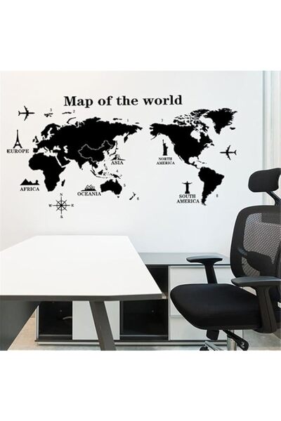 Generic Brand MOTIM World Map Wall Sticker Removable PVC Waterproof Material ...