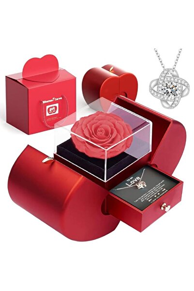 Generic THMINS Preserved Pink Rose with Necklace, Gifts for Girlfriend, Women...