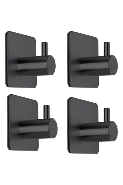 Generic Heavy Duty Adhesive Towel Hooks, Black, 4 Pack, Waterproof Wall Hooks...