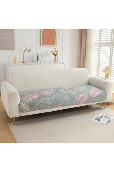Generic HOKIPO Printed Quilted Sofa Cover Mat for 2 Seater Sofa, Tropical Lea...