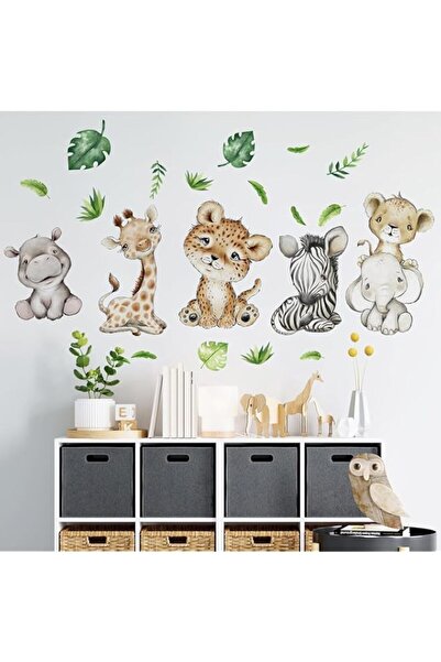 Generic Brand Watercolor Safari Animals Wall Decals Stickers, African Jungle ...