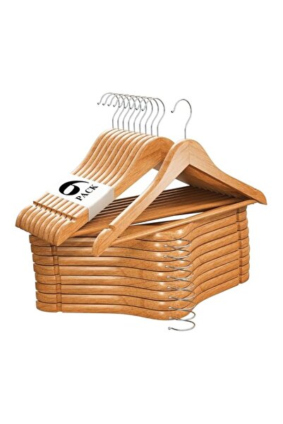 Generic HOUSE DAY 6-Pack Nature Wooden Hanger Wooden Suit Hanger Non-Slip Clo...