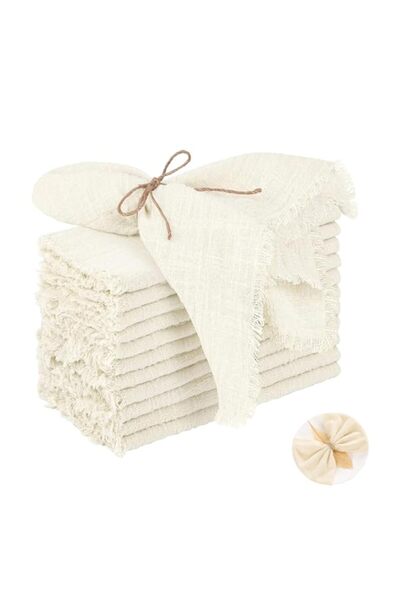 Generic 12PCS Handmade Cloth Napkins with Fringe,Napkins Bulk Cloth Cotton So...