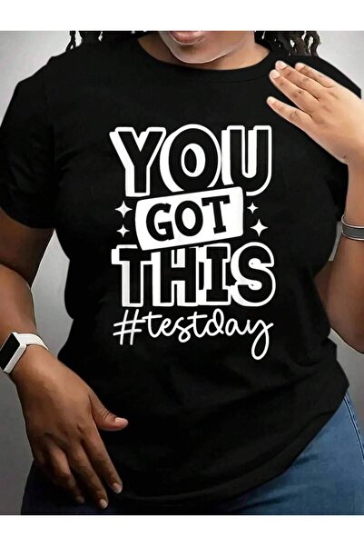 9JY تي شيرت بطباعة سوداء مضحكة بعبارة "You Got This Test Teacher Student Test...