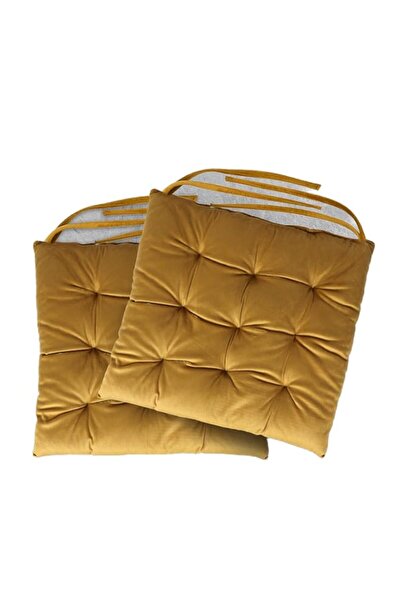 Generic Cotton Home Pack of 2 Velvet Soft Chair Pads with Ties,Seat Cushion,C...