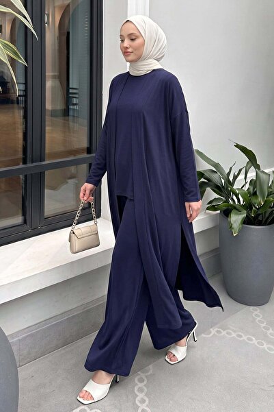 Salih Çelebi Triple Viscose Combed Cotton Suit 13205 - Dark Navy Blue