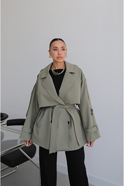 Havoş Khaki Alyssa Belted Trench Coat