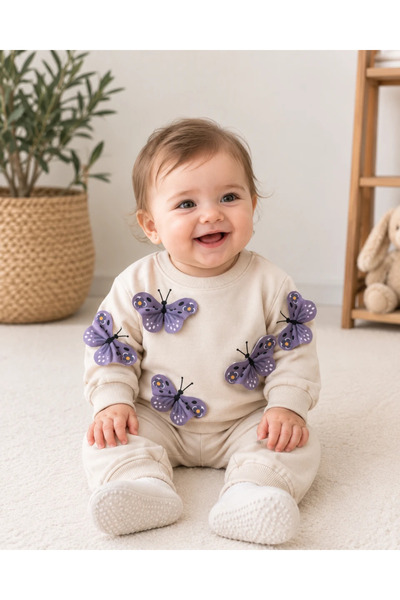 hümabebe Flying Butterflies Detailed Seasonal 2-Piece Baby Girl Set