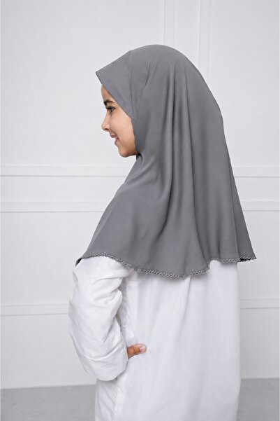 Linda Hijab Girls Hijab for Kids – Modest Islamic Headscarf for Muslim Girls, Stylish Kids Hijab with Front Button Detail & Delicate Trim