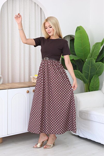 Siyezen Polka Dot Detailed Belted Dress