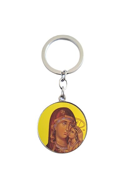 Bestgifts Γυάλινο μπρελόκ διπλής όψης (Παναγία Γλυκόφιλούσα)