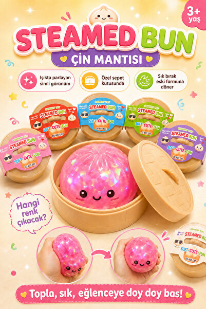 Nandy Kids Büyük Boy Çin Mantısı Squishy Dumpling Steamed Bun Simli Sık Bırak...