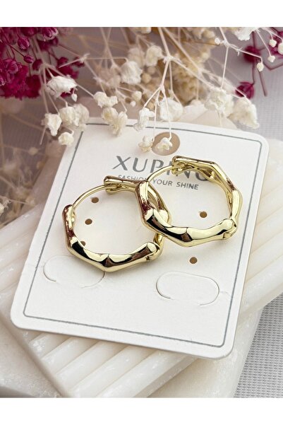 XUPING MODEL 14K RENGİ VİNTAGE SADE HALKA ÇELİK KÜPE