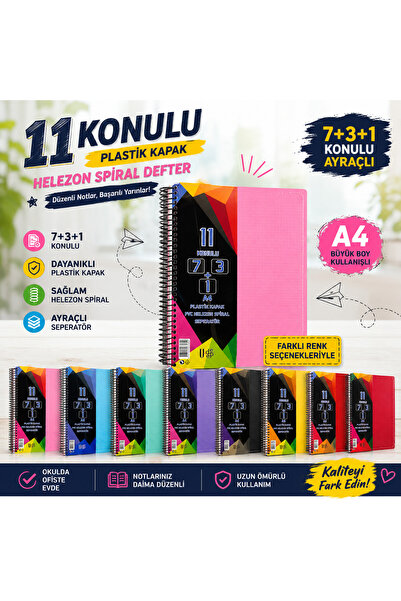 Udeep umut defder Melek Kırtasiye ✨📚 11 Konulu A4 Plastik Kapak Spiral Defte...