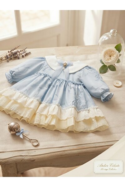 tinymini.co NOYNOY BABY KIZ BEBEK YAKA DETAYLI ÇİFT RENK ELBİSE