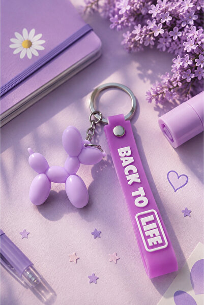 Sylvera Shop Silicone Purple Keychain & Bag Charm with Balloon Dog Figure