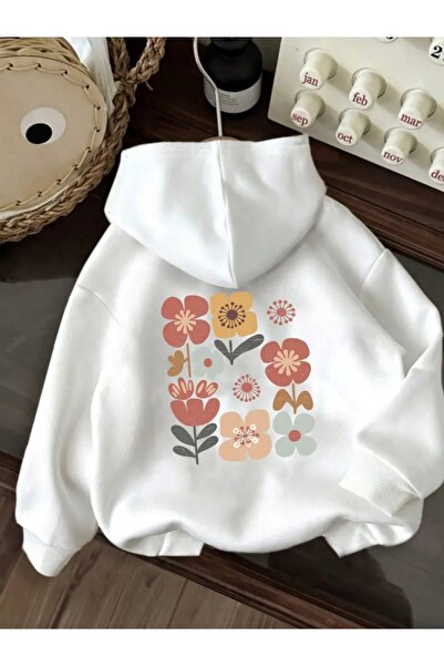 FUFLUNS Sirt Cicekler Printed Oversized Unisex Women'S/Men's Hooded Sweatshirt
