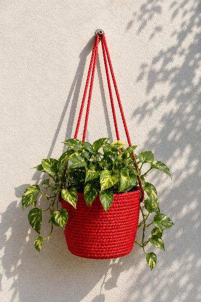 ÖRGÜM Çiçeklik Dekoratif Saksılık 15x15 Cm BİTKİ VE DUVAR APARATI DAHİL DEĞİLDİR