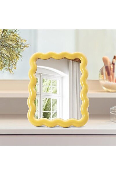 Generic Cute Wave-Shaped Desk Vanity Makeup Mirror, Portable Aesthetic Foldin...