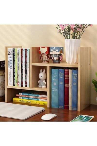 Generic Desktop Bookshelf, Bookcase Display Rack, Desk Shelf Organizer, Adjus...