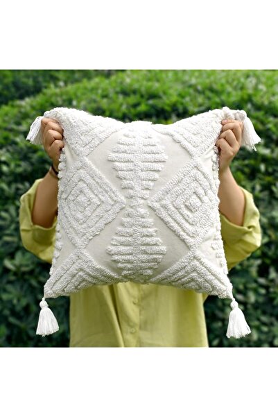 Generic Pure White Decorative Throw Pillow Cover 18x18 Inch, Boho Style Sofa ...